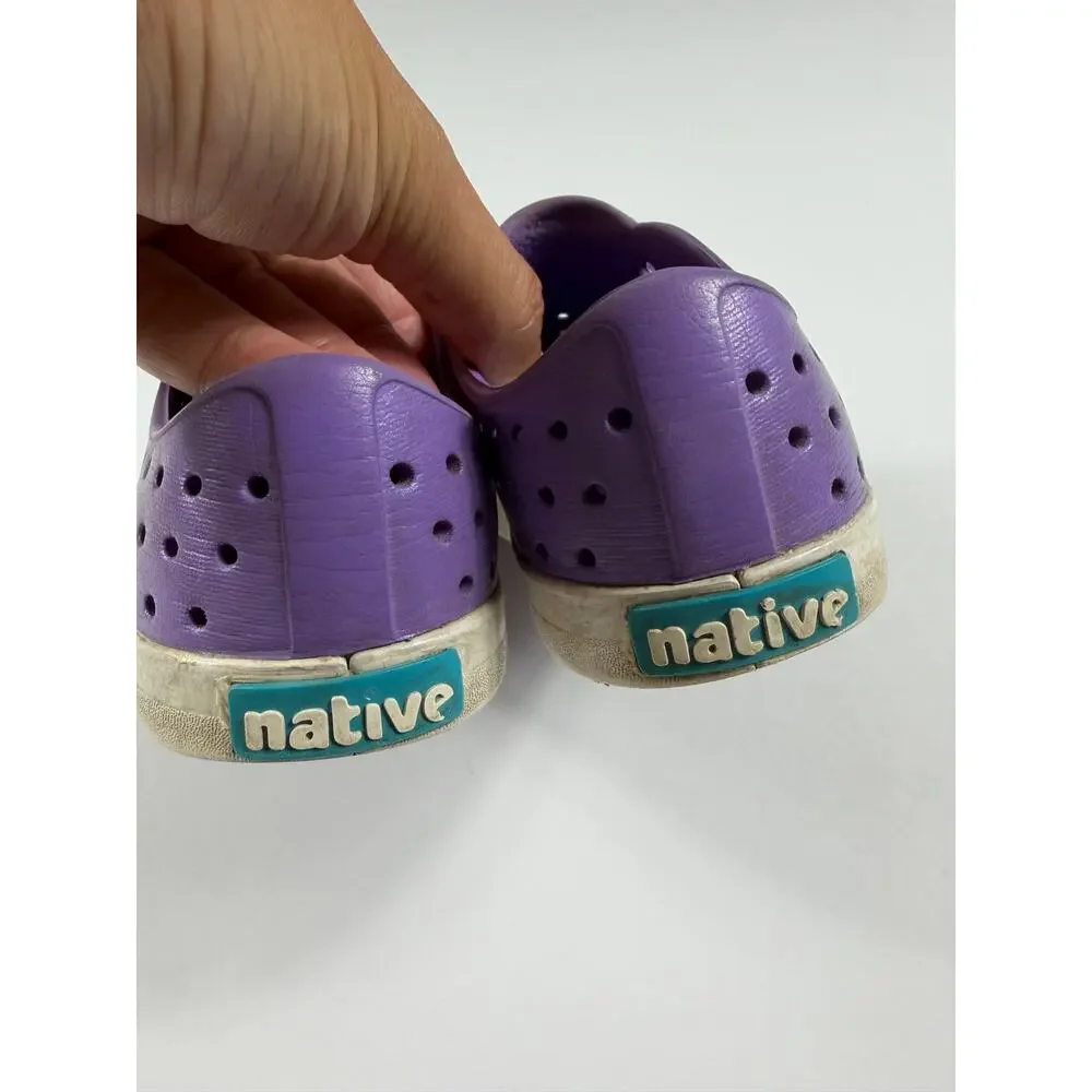 Native Jefferson Purple Shimmer Slip-On Shoes Toddler size 10